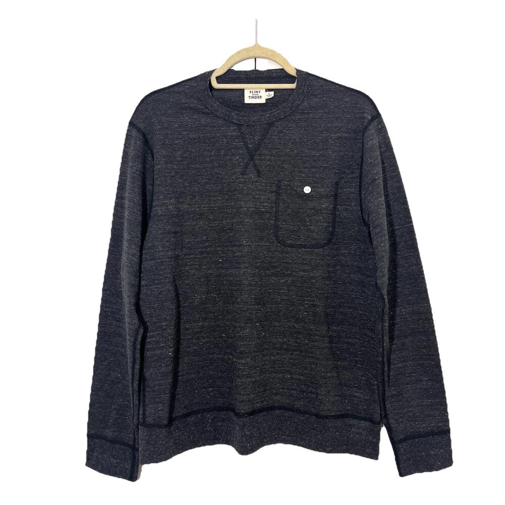 Flint and Tinder Men's Dark Charcoal Long Sleeve Pocket Tee